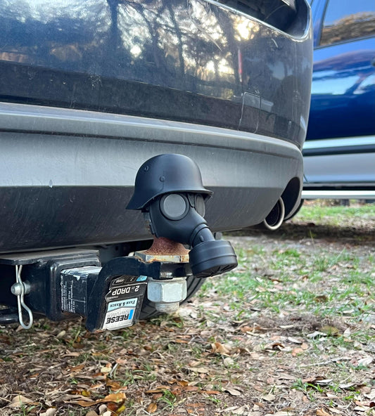 3D-Printed German Gas Mask Hitch Ball Cover – Unique Tactical Accessory for Your Truck or SUV