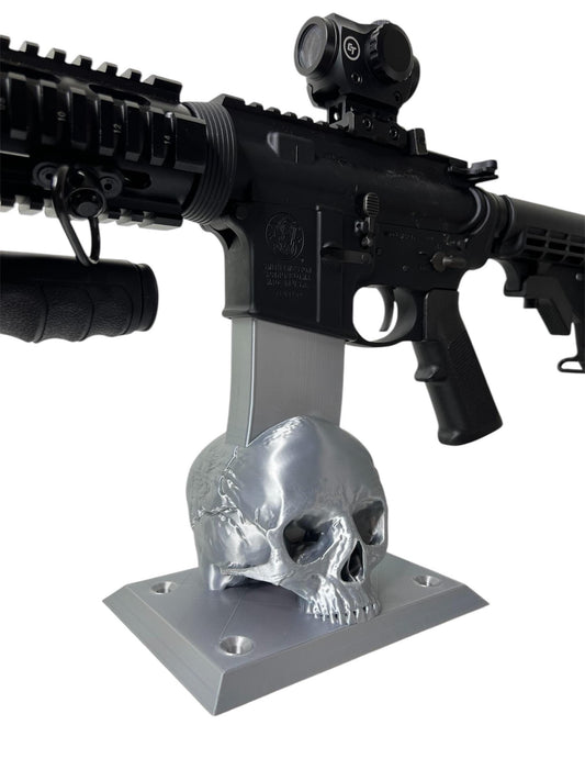 Custom 3D Printed Skull AR-15/M4 Gun Display Stand – Unique Tactical Rifle Holder