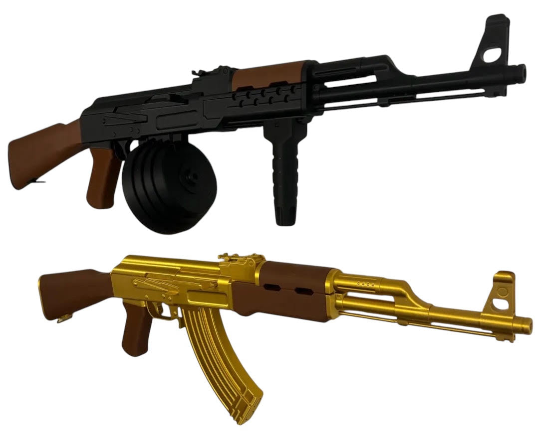 3D Printed Life-Size AK-47 Display Model - Gold & Walnut Finish - Replica Prop Gun